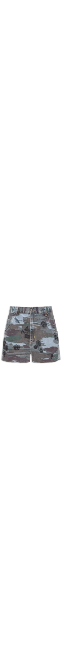 Short Feminino Jeans Overboy Camuflado Bordado - Azul