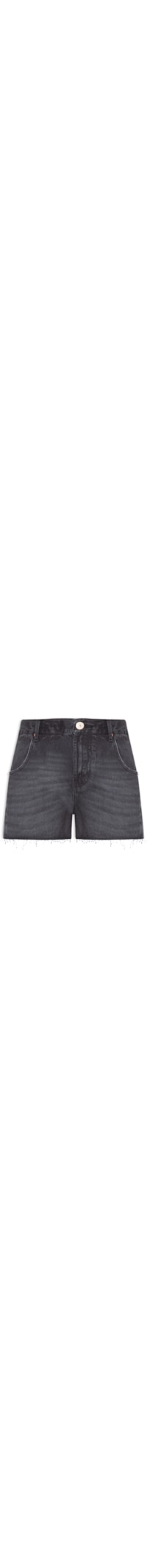 Short Feminino Jeans Recorte Com Prega - Preto
