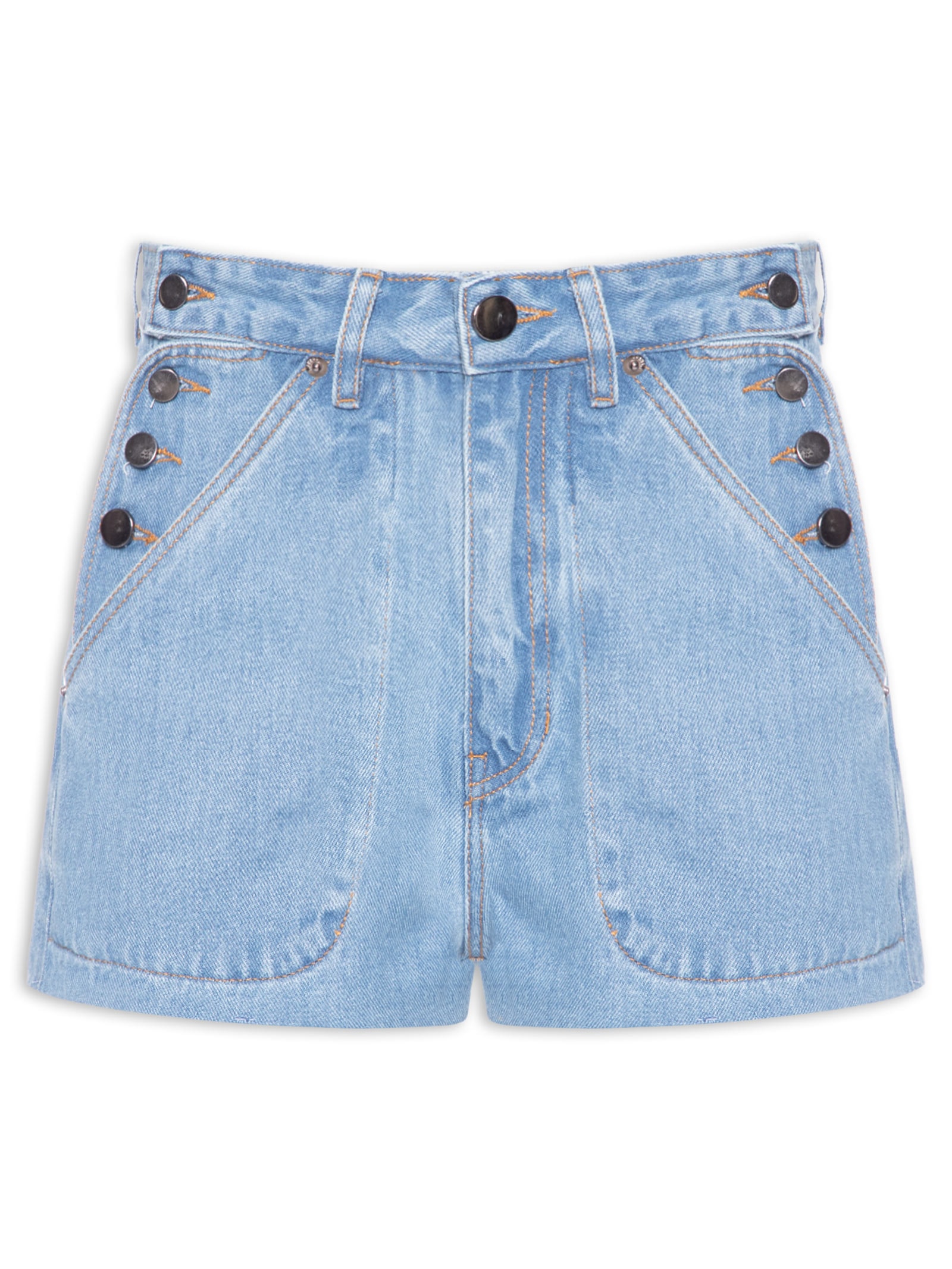 Lez A Lez - Shorts Feminino Jeans Bordados - Azul