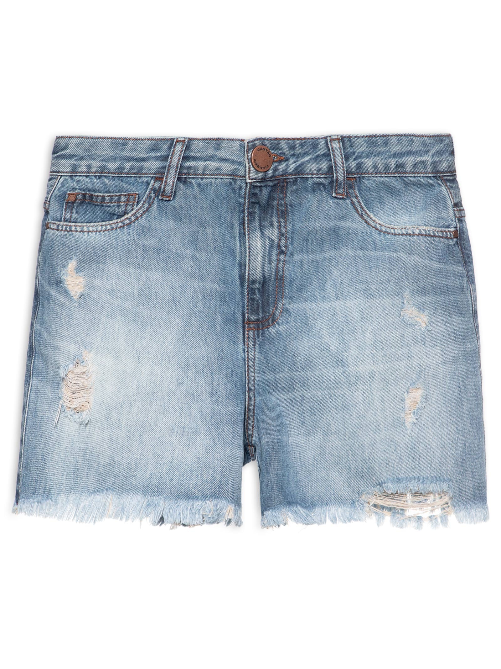 Short Feminino Jeans Shabby Azul Cantão