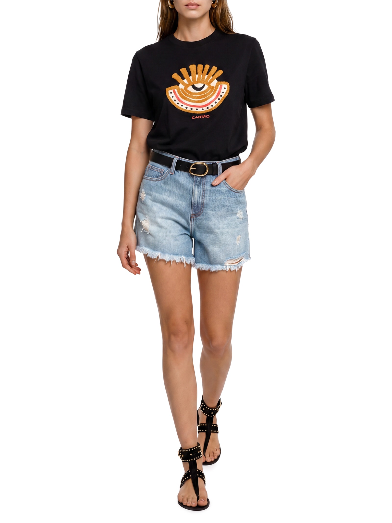 Short Feminino Jeans Shabby Azul Cantão