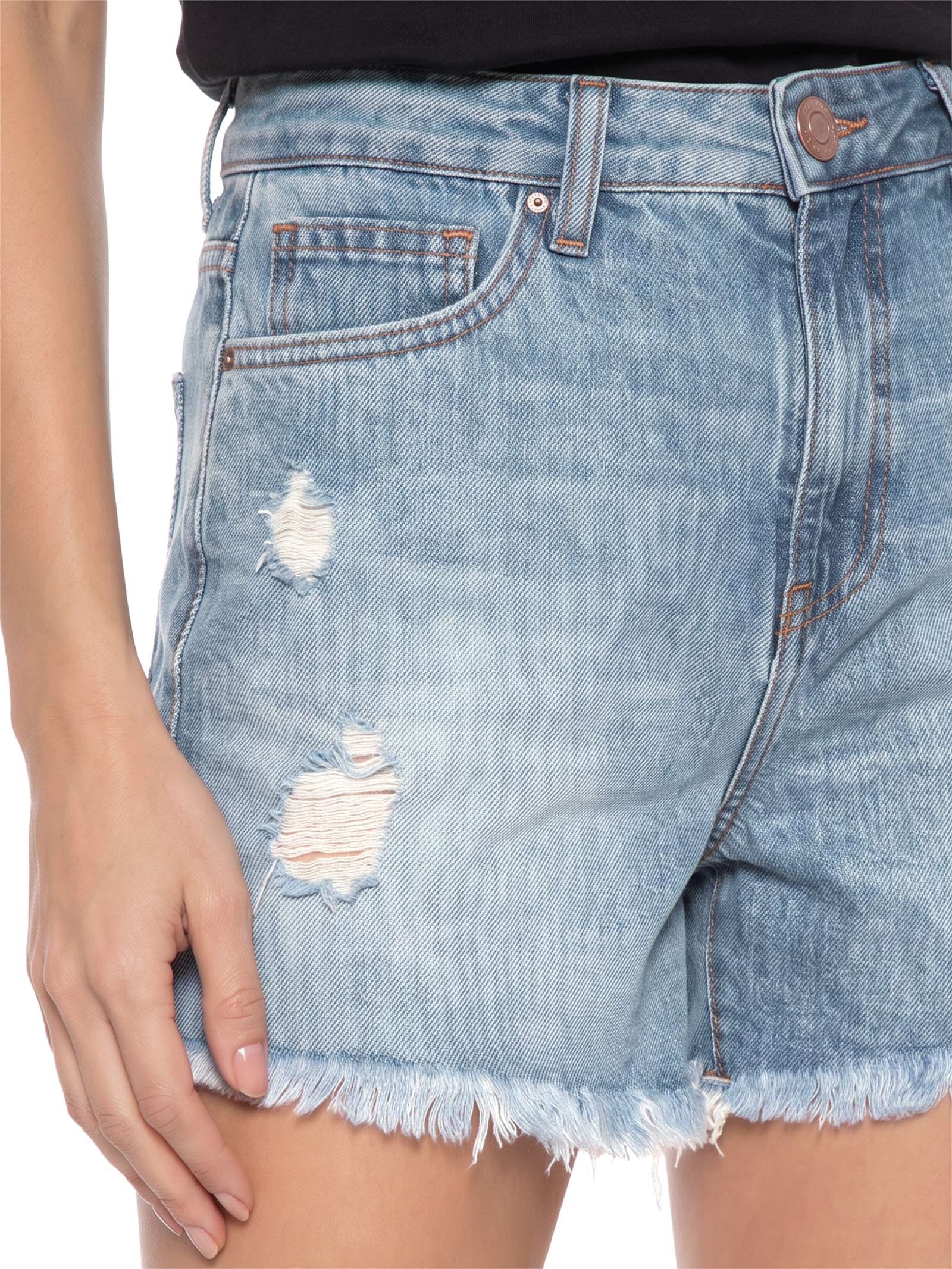 Short Feminino Jeans Shabby Azul Cantão