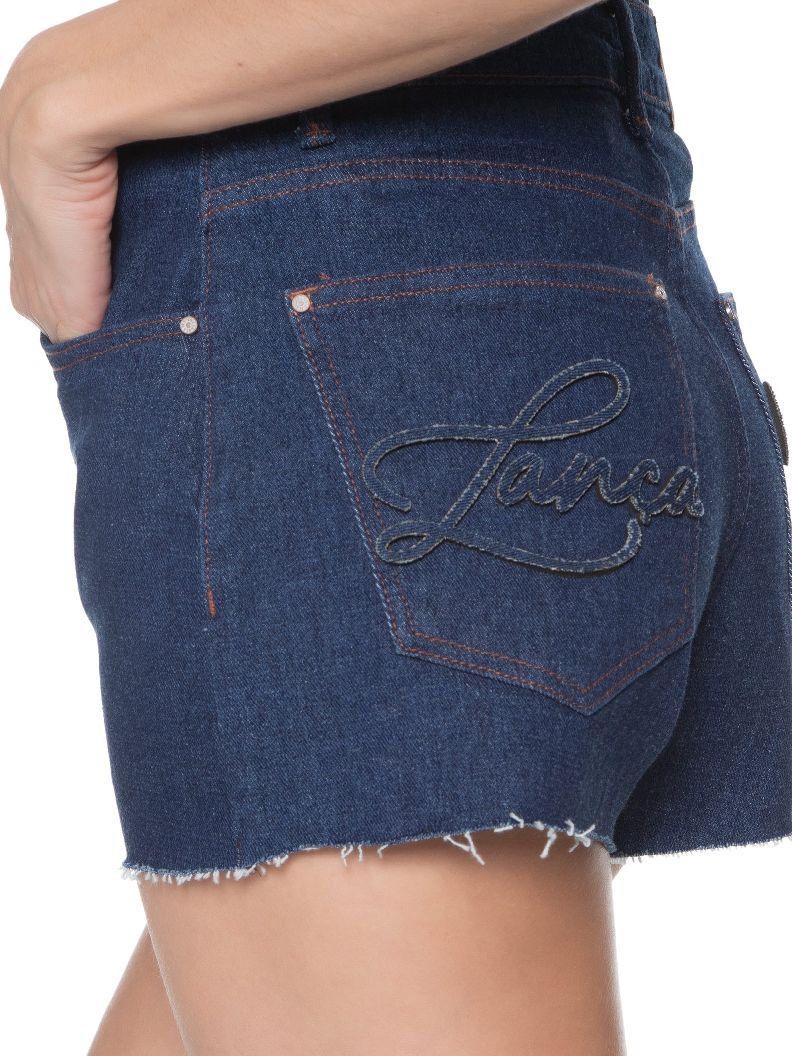 Short Feminino Jeans Super High Azul Lança Perfume