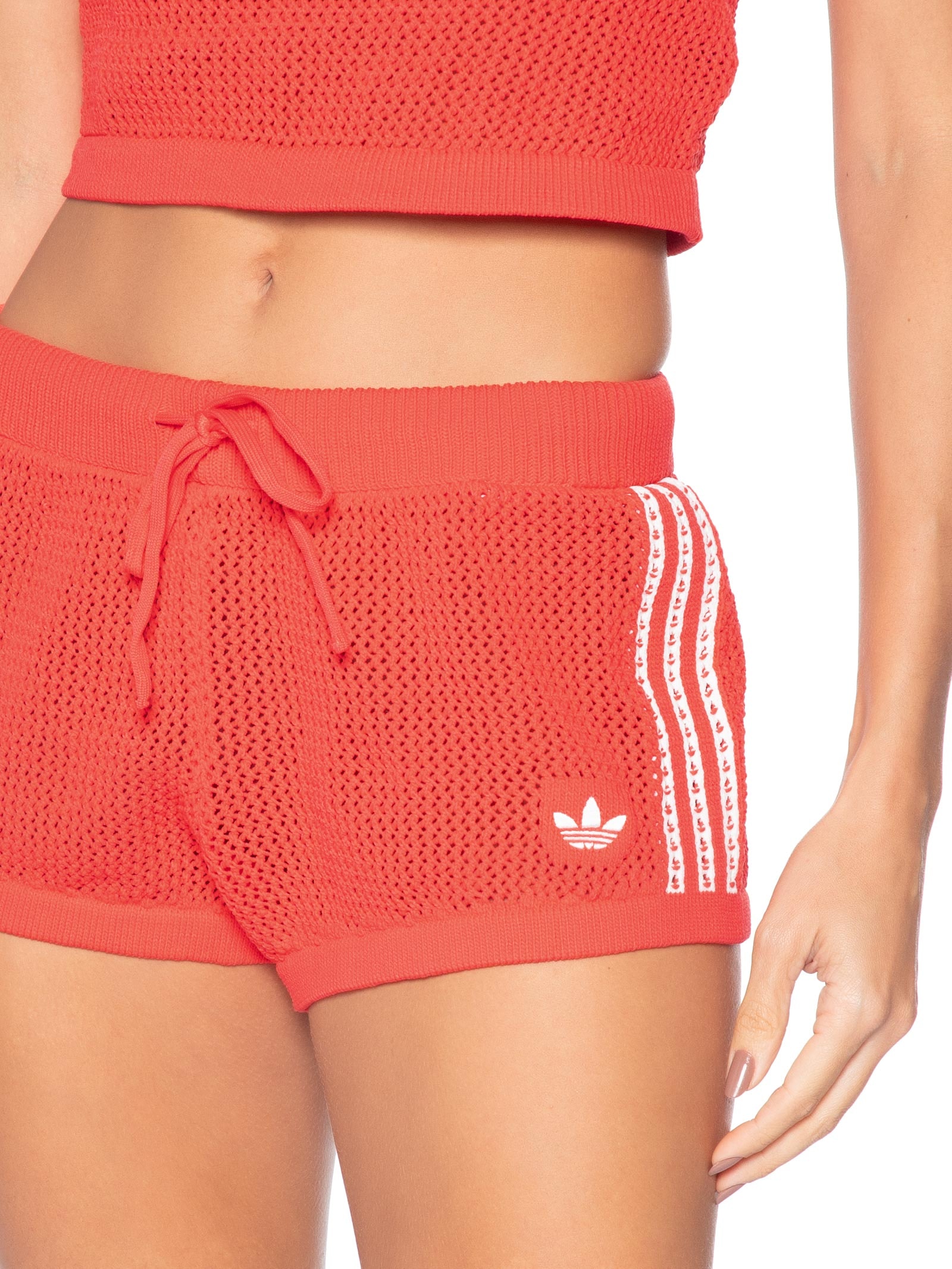 Short Feminino Knitted Crochet Vermelho Adidas Originals