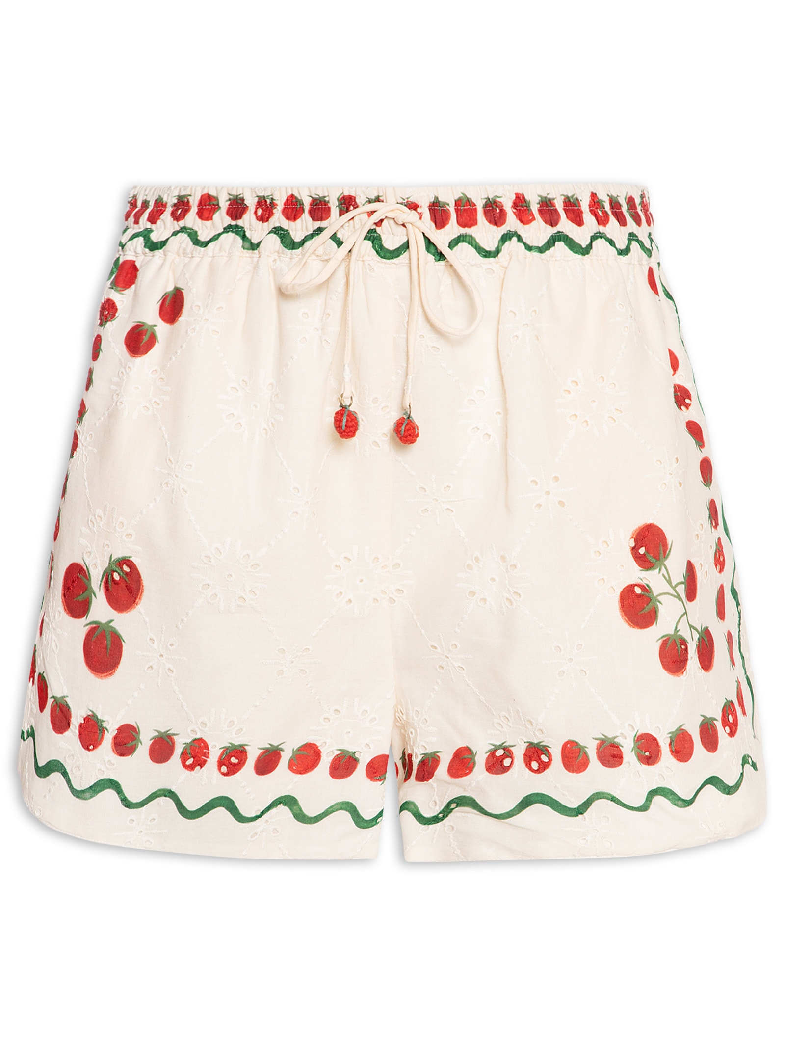 Short Feminino Lenço Tomatinhos Bege Farm