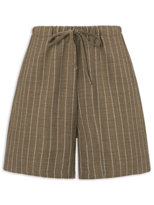 Short Feminino Leve Listrado – Marrom
