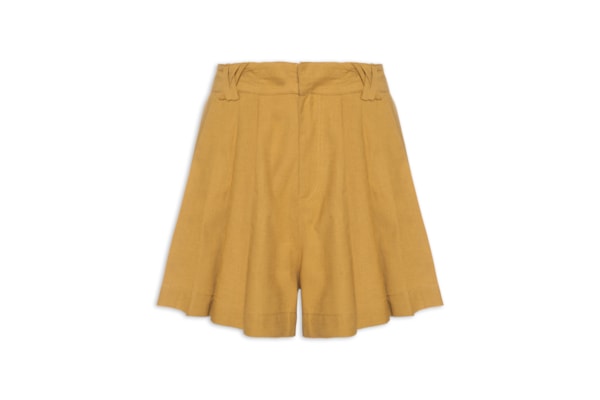 Short Feminino Like Linen Com Pregas - Marrom
