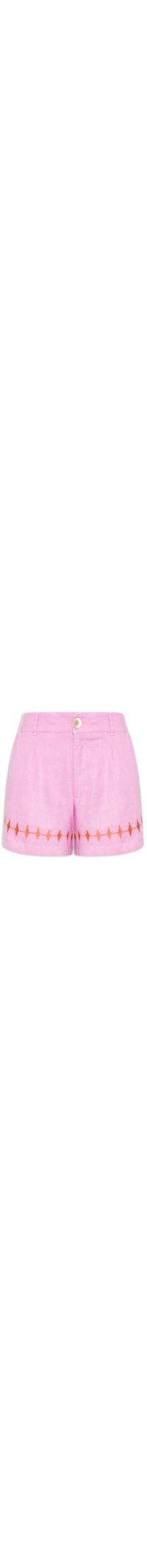Short Feminino Linho Bordado Miragem - Rosa
