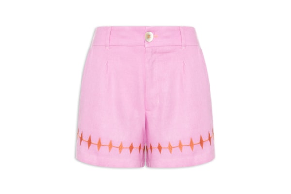 Short Feminino Linho Bordado Miragem - Rosa