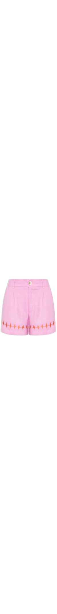 Short Feminino Linho Bordado Miragem - Rosa