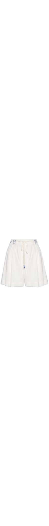 Short Feminino Linho Bordado Pintado - Off White