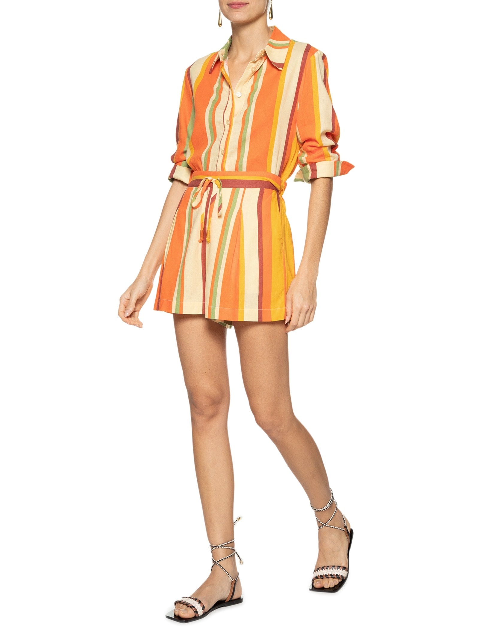 Short Feminino Linho Calma Laranja Dress To