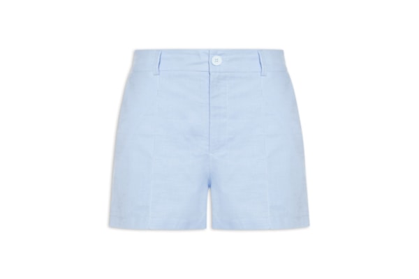 Short Feminino Linho Com Bolso - Azul