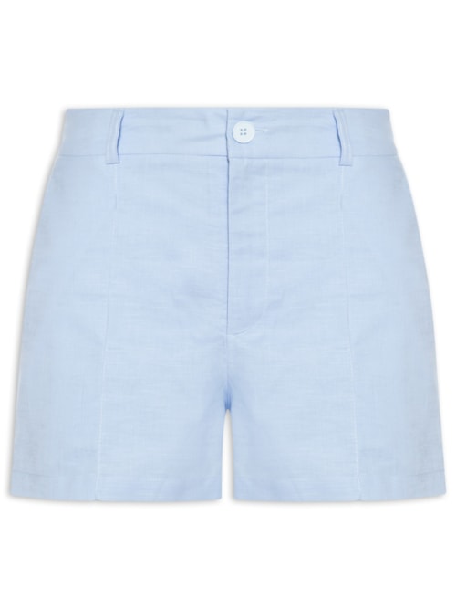 Short Feminino Linho Com Bolso – Azul