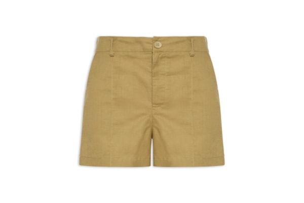 Short Feminino Linho Com Bolso - Bege