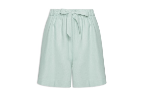 Short Feminino Linho Com Cordão - Azul