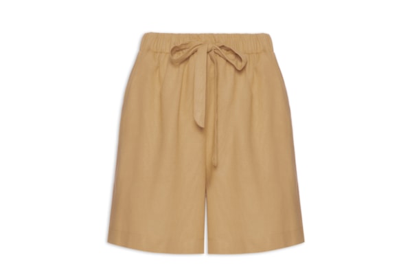 Short Feminino Linho Com Cordão - Bege