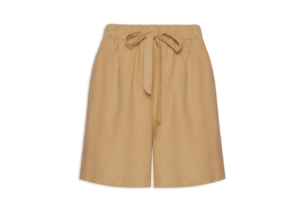 Short Feminino Linho Com Cordão - Bege