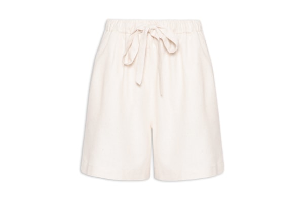 Short Feminino Linho Com Cordão - Bege