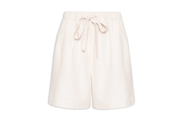 Short Feminino Linho Com Cordão - Bege