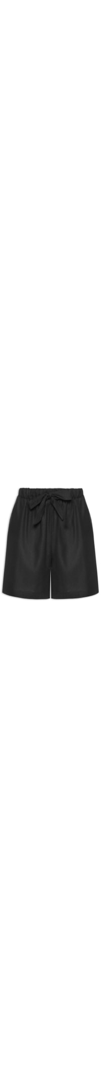 Short Feminino Linho Com Cordão - Preto