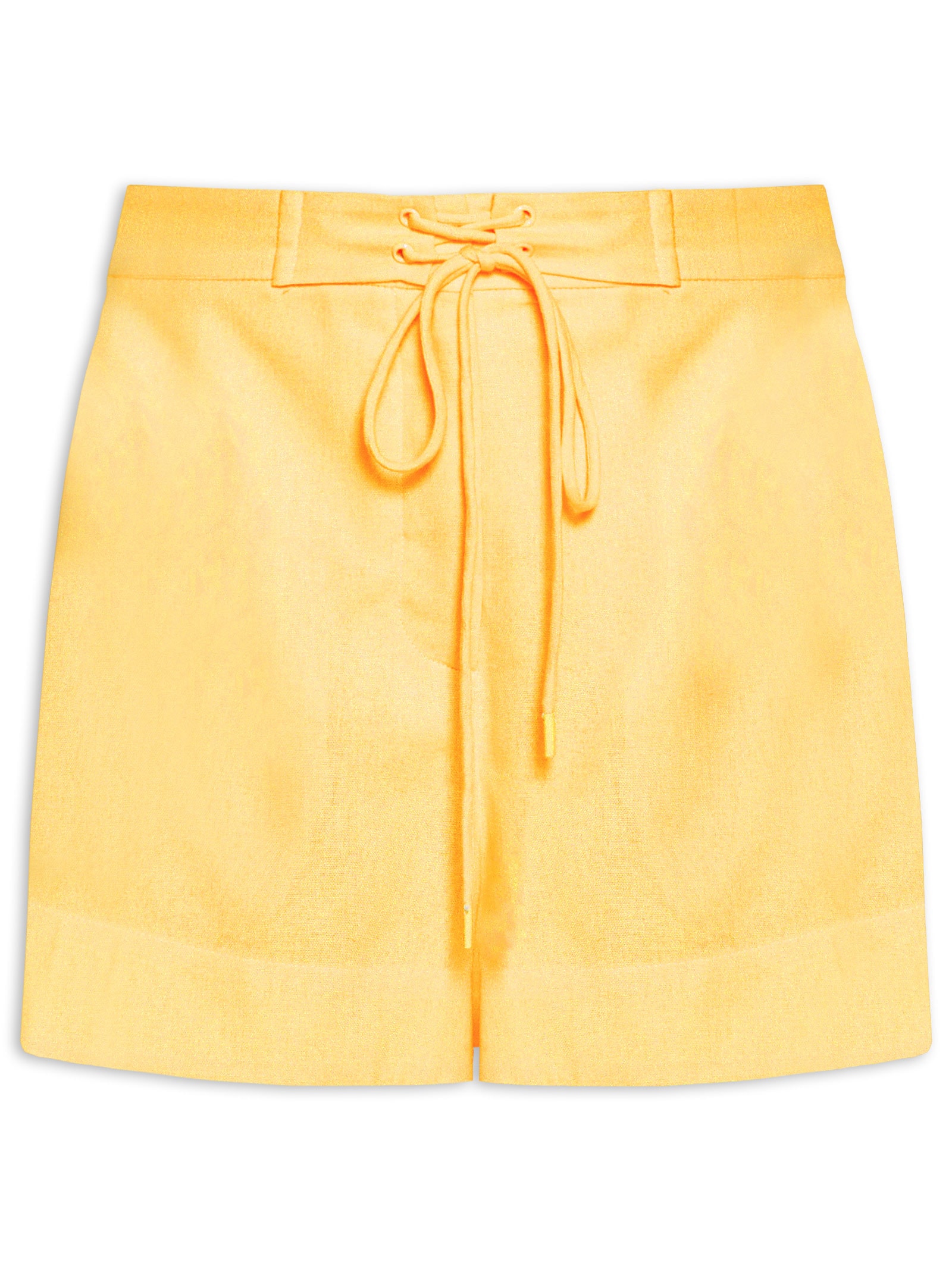 Short Feminino Linho Cós Amarração Amarelo Dress To