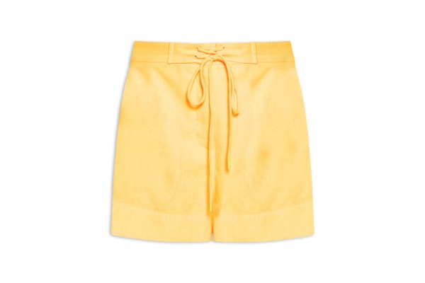 Short Feminino Linho Cós Amarração - Amarelo