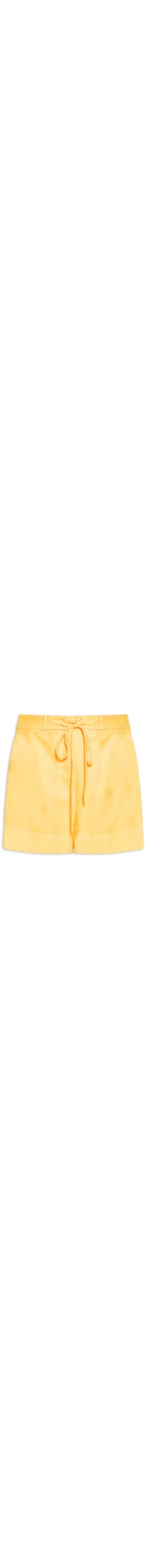 Short Feminino Linho Cós Amarração - Amarelo