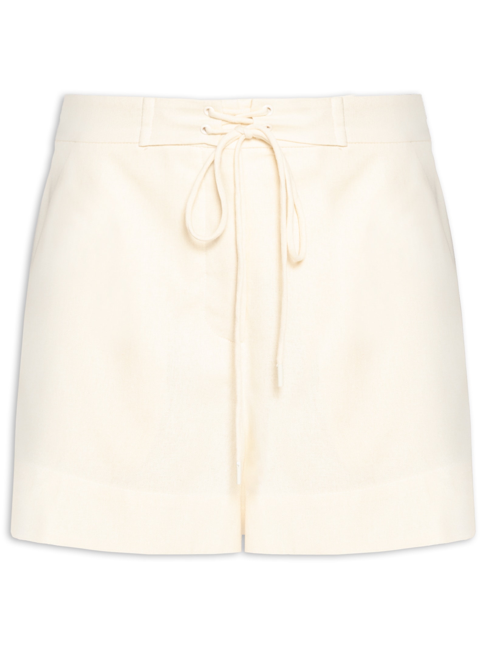 Short Feminino Linho Cós Amarração Bege Dress To