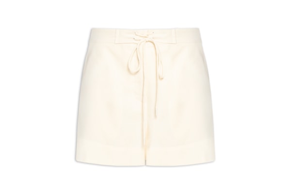 Short Feminino Linho Cós Amarração - Bege