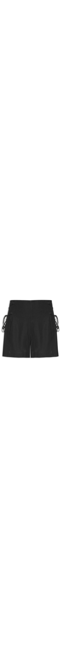 Short Feminino Linho Detalhe Lateral - Preto