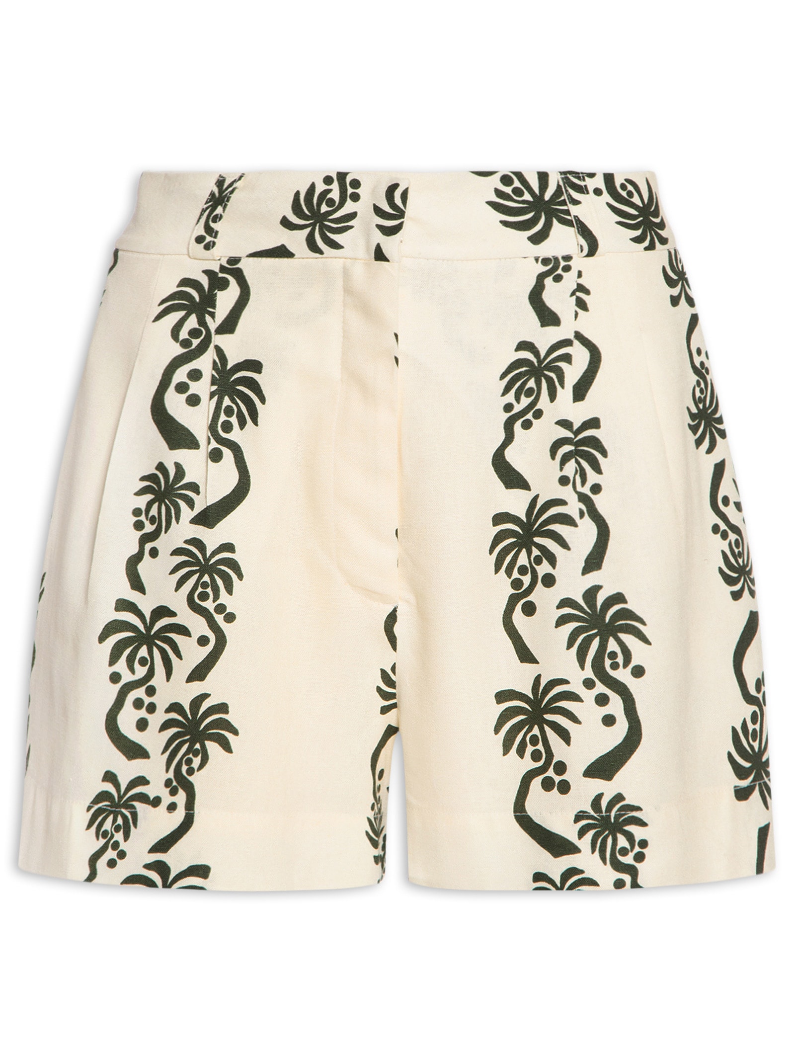 Short Feminino Linho Estampa Aventureiro Branco Dress To