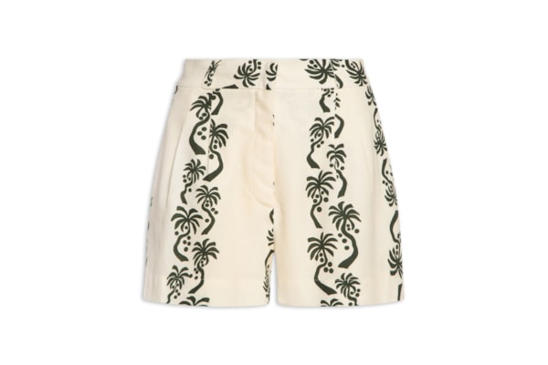 Short Feminino Linho Estampa Aventureiro - Branco