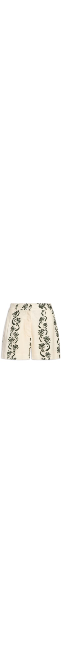 Short Feminino Linho Estampa Aventureiro - Branco
