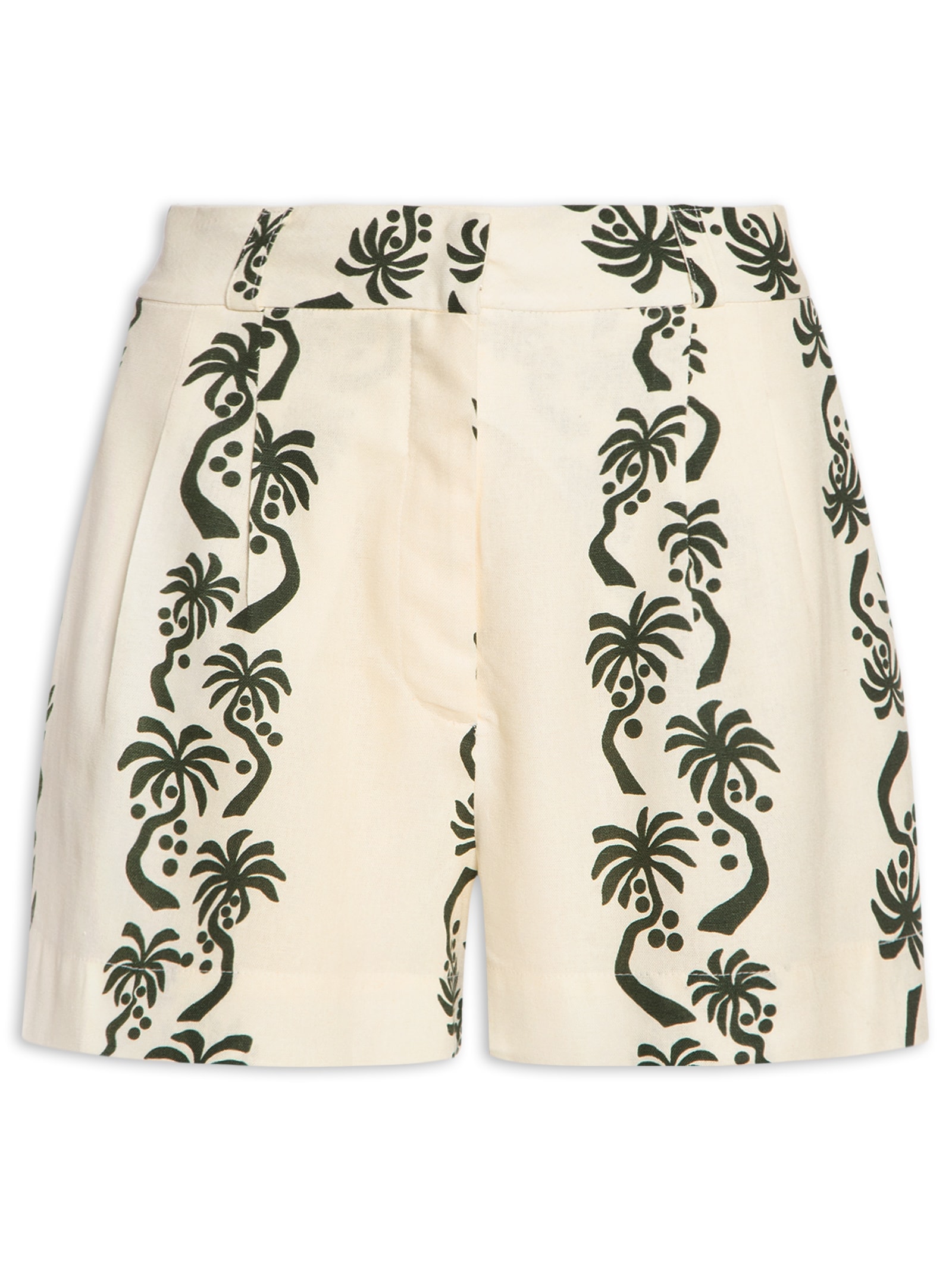 Short Feminino Linho Estampa Aventureiro Branco Dress To
