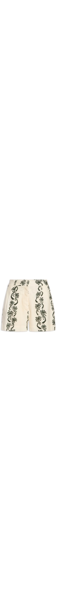 Short Feminino Linho Estampa Aventureiro - Branco