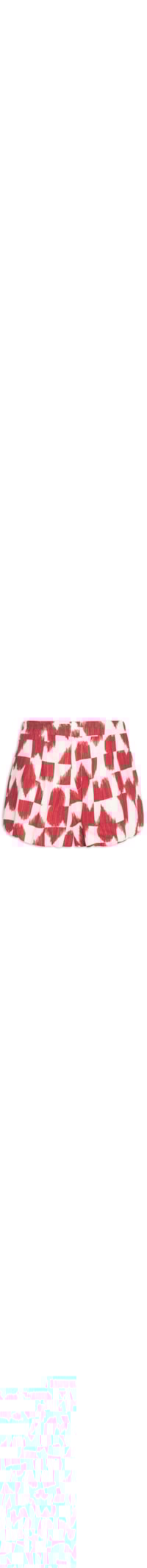 Short Feminino Linho Estampado Coração Partido - Vermelho