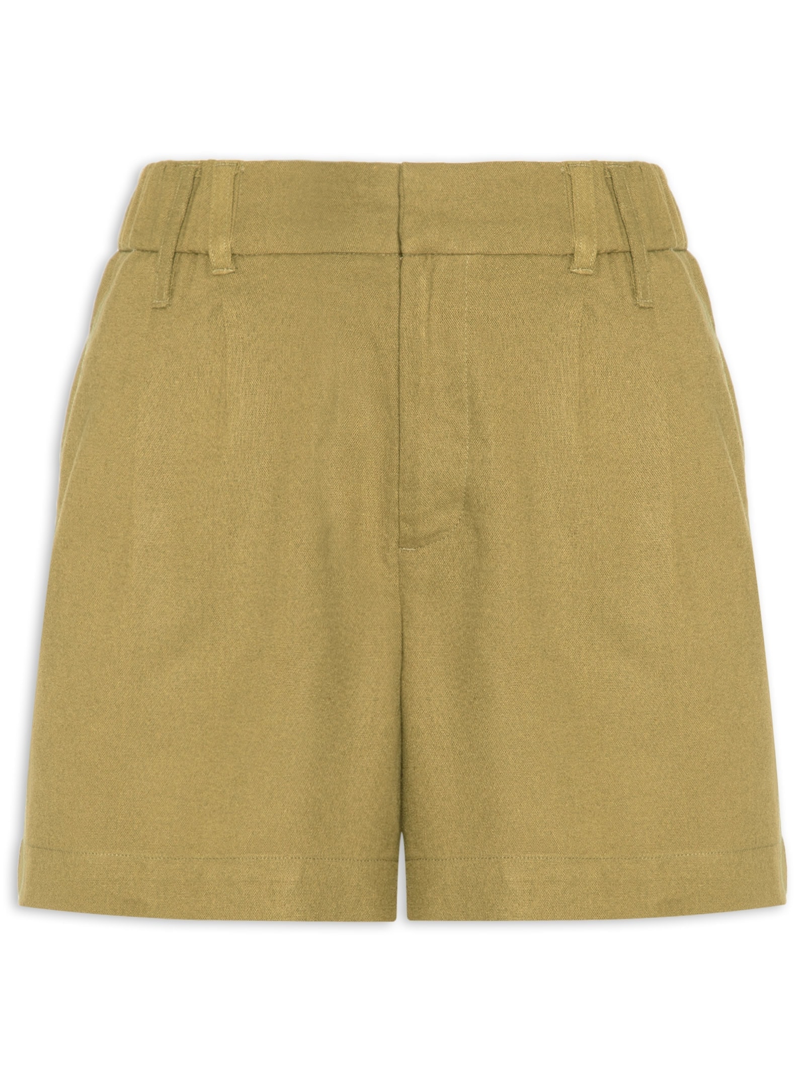 Short Feminino Linho Marrom Hering