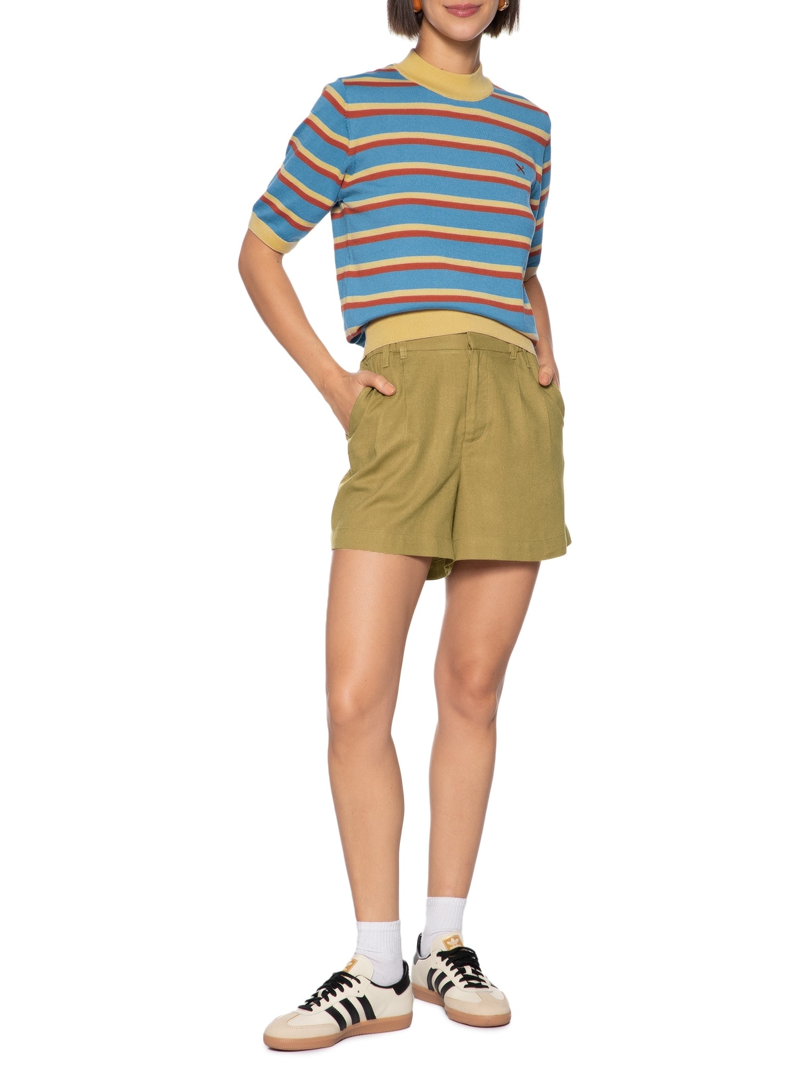 Short Feminino Linho Marrom Hering