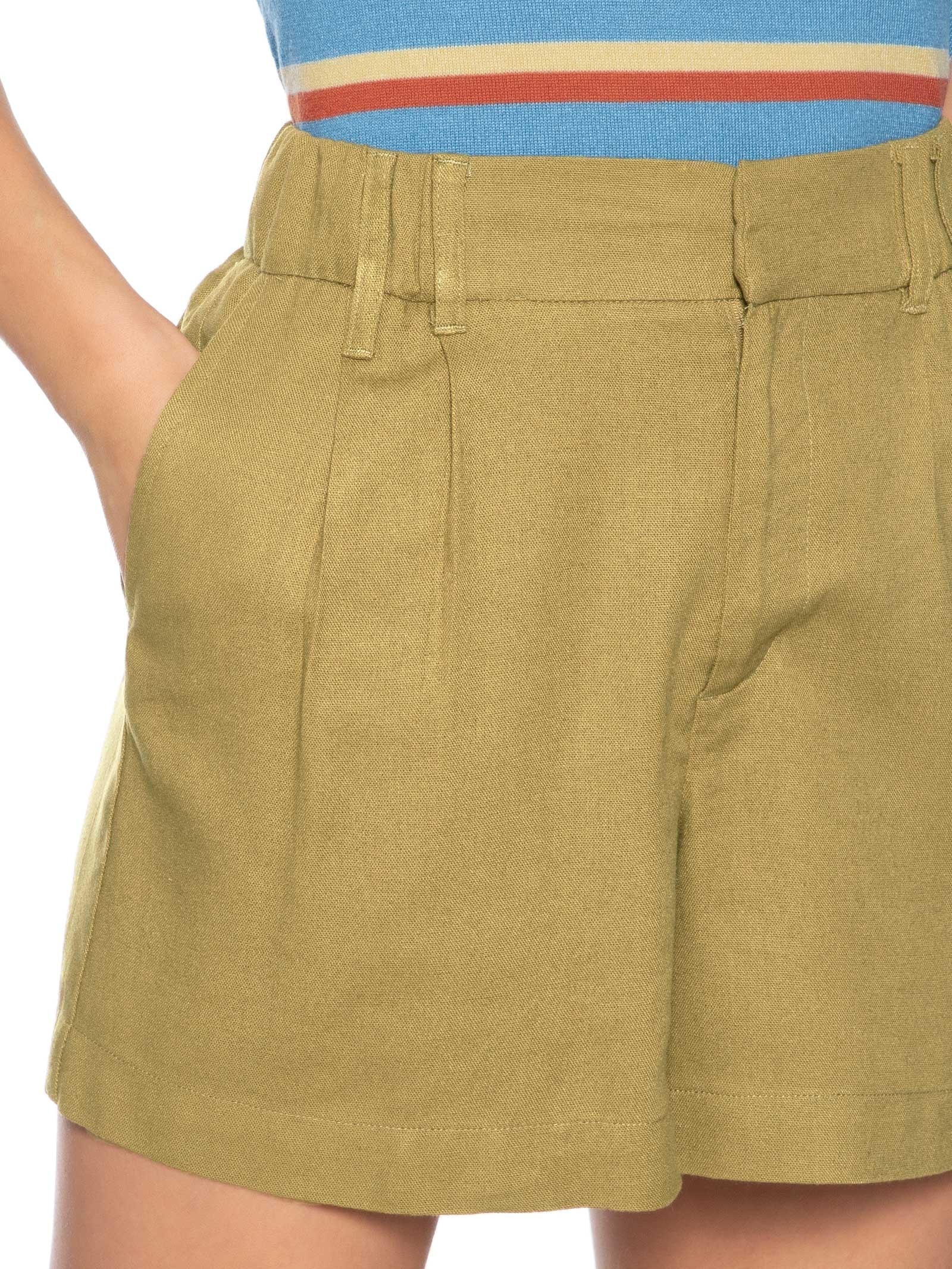 Short Feminino Linho Marrom Hering