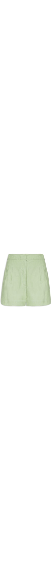 Short Feminino Linho Pregas Frente - Verde