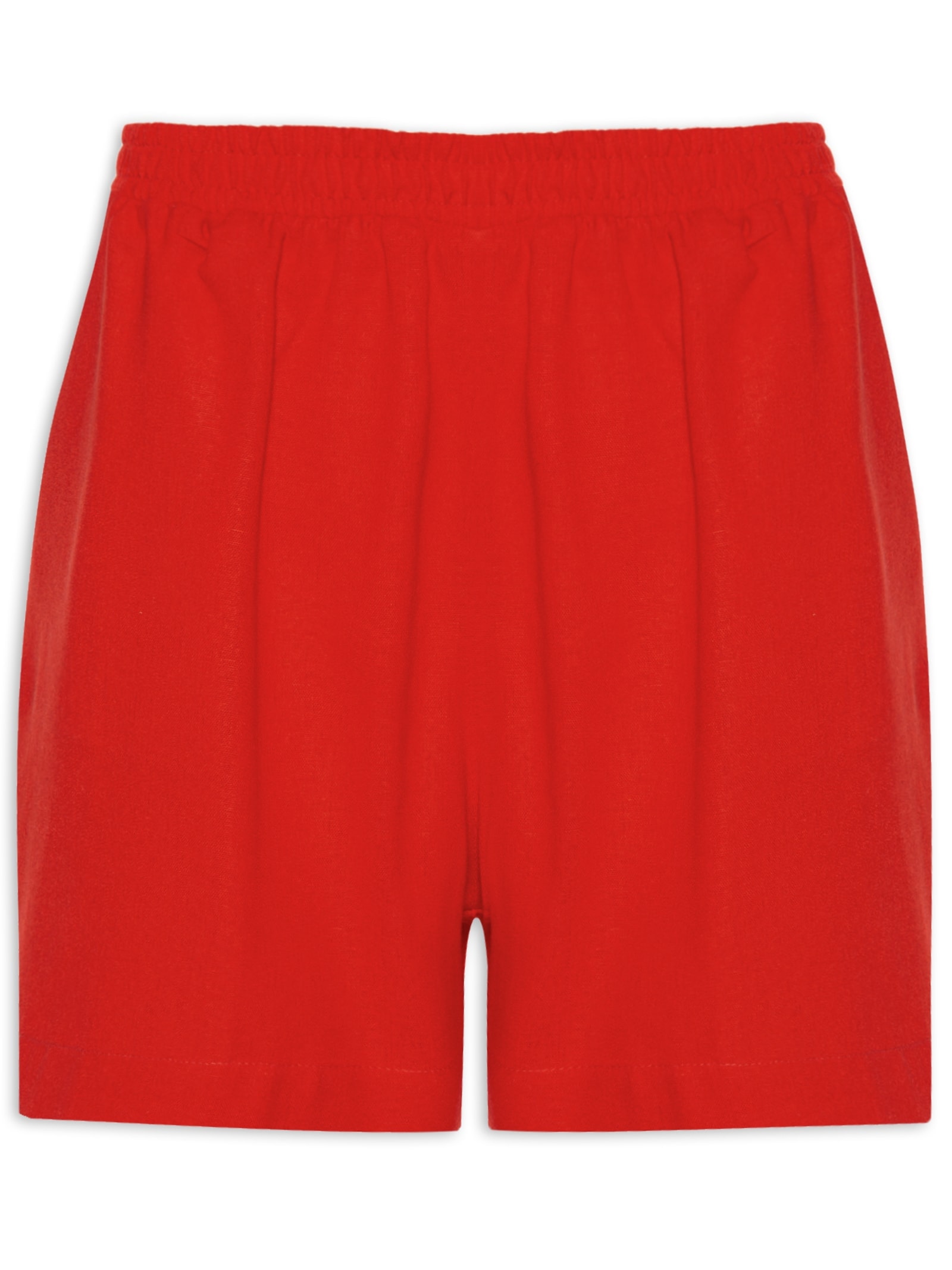 Short Feminino Linho Tramas De Memoria Vermelho  Cantão
