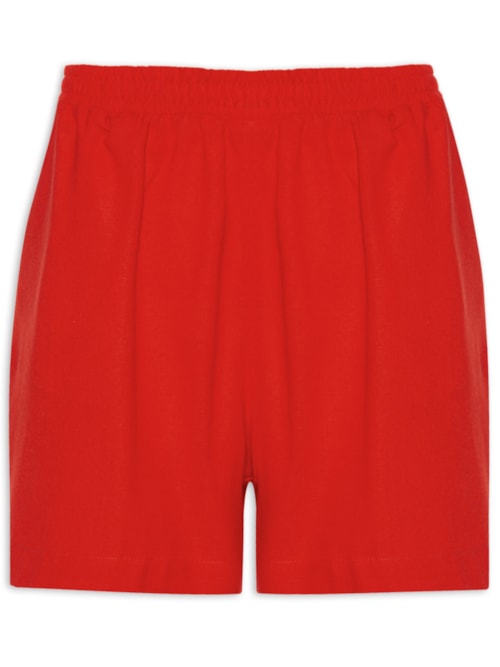 Short Feminino Linho Tramas De Memoria - Vermelho