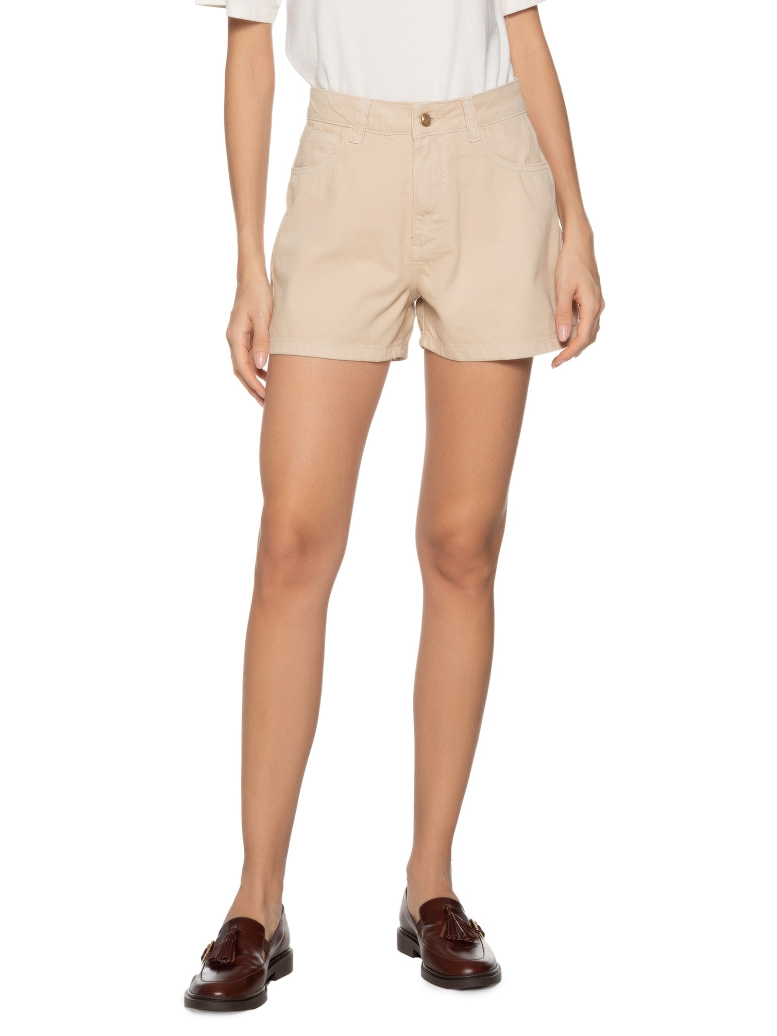 Short Feminino Liso Bege Basiq