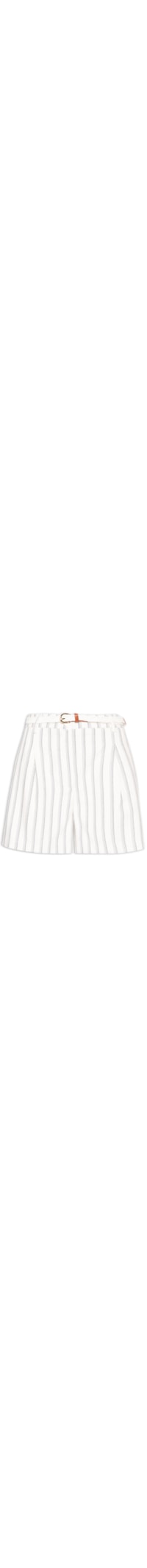 Short Feminino Listrado Com Cinto - Off White