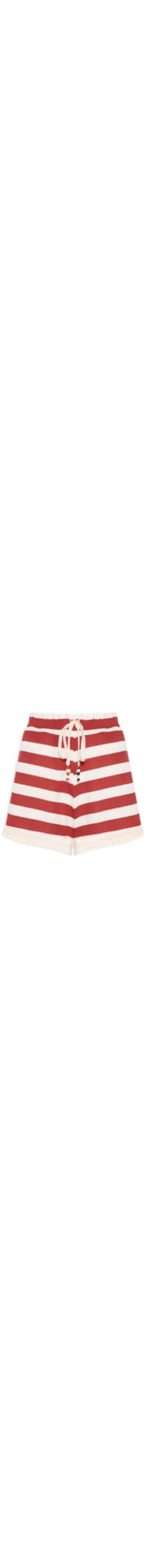 Short Feminino Listrado em Malha Tricot - Vermelho
