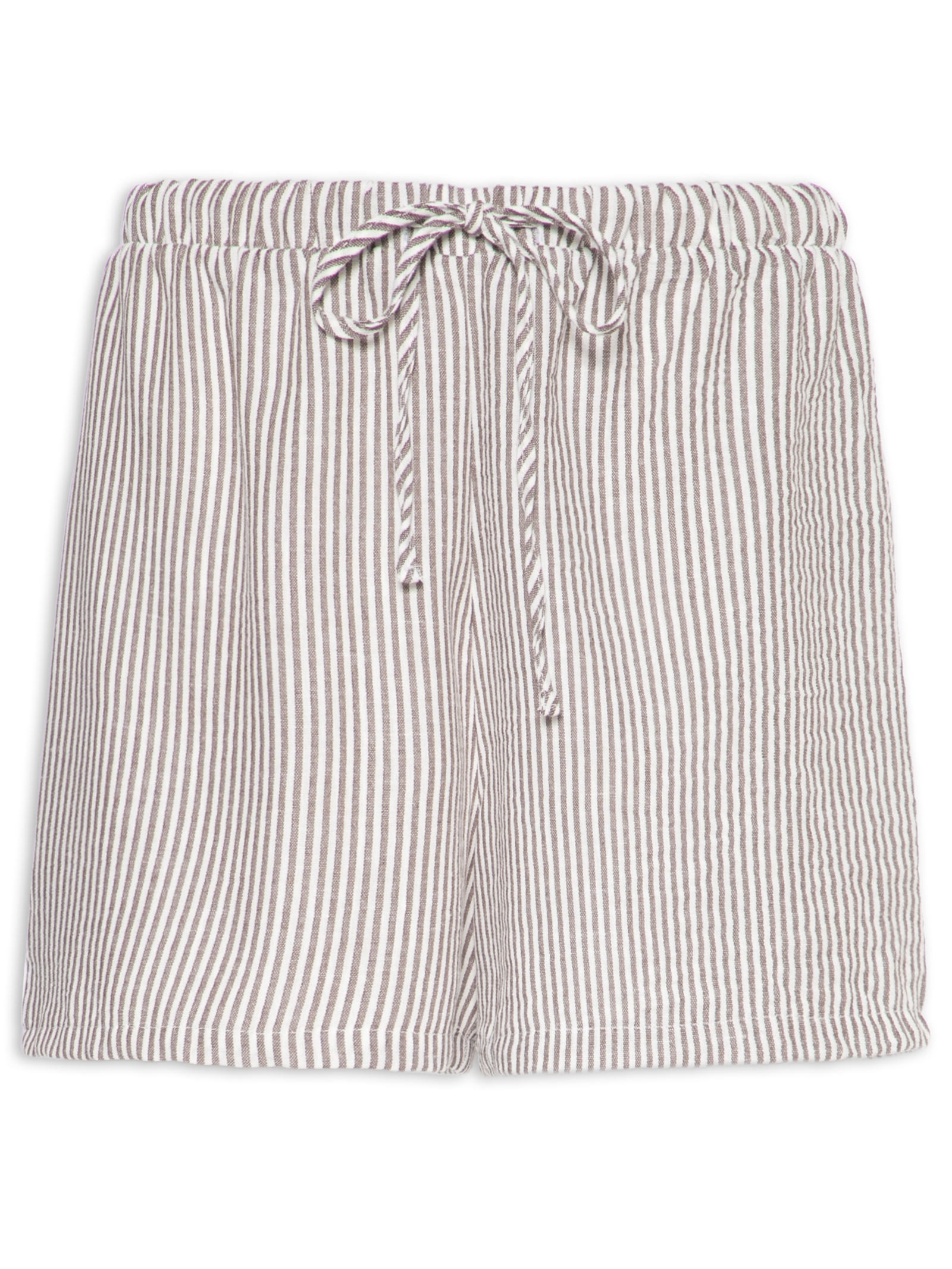 Short Feminino Listrado Marrom Basiq