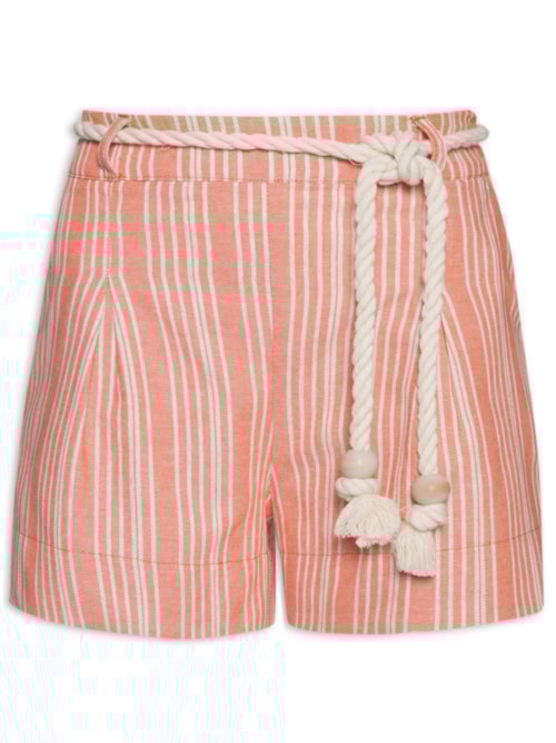 Short Feminino Listrado - Rosa