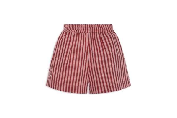 Short Feminino Luiza Tricoline Listras Bisous - Vermelho