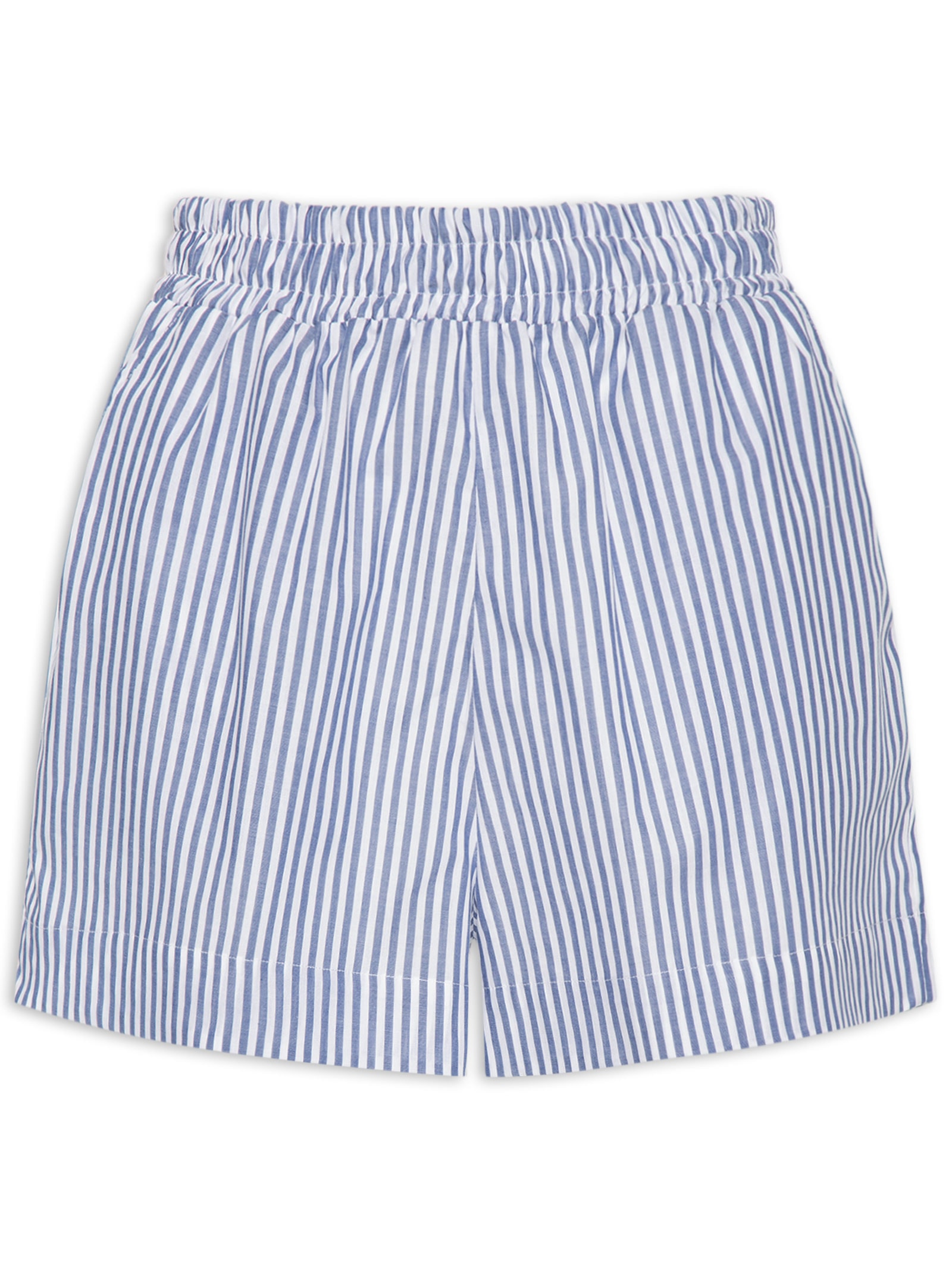 Short Feminino Luiza Tricoline Listras Navy Azul Panô